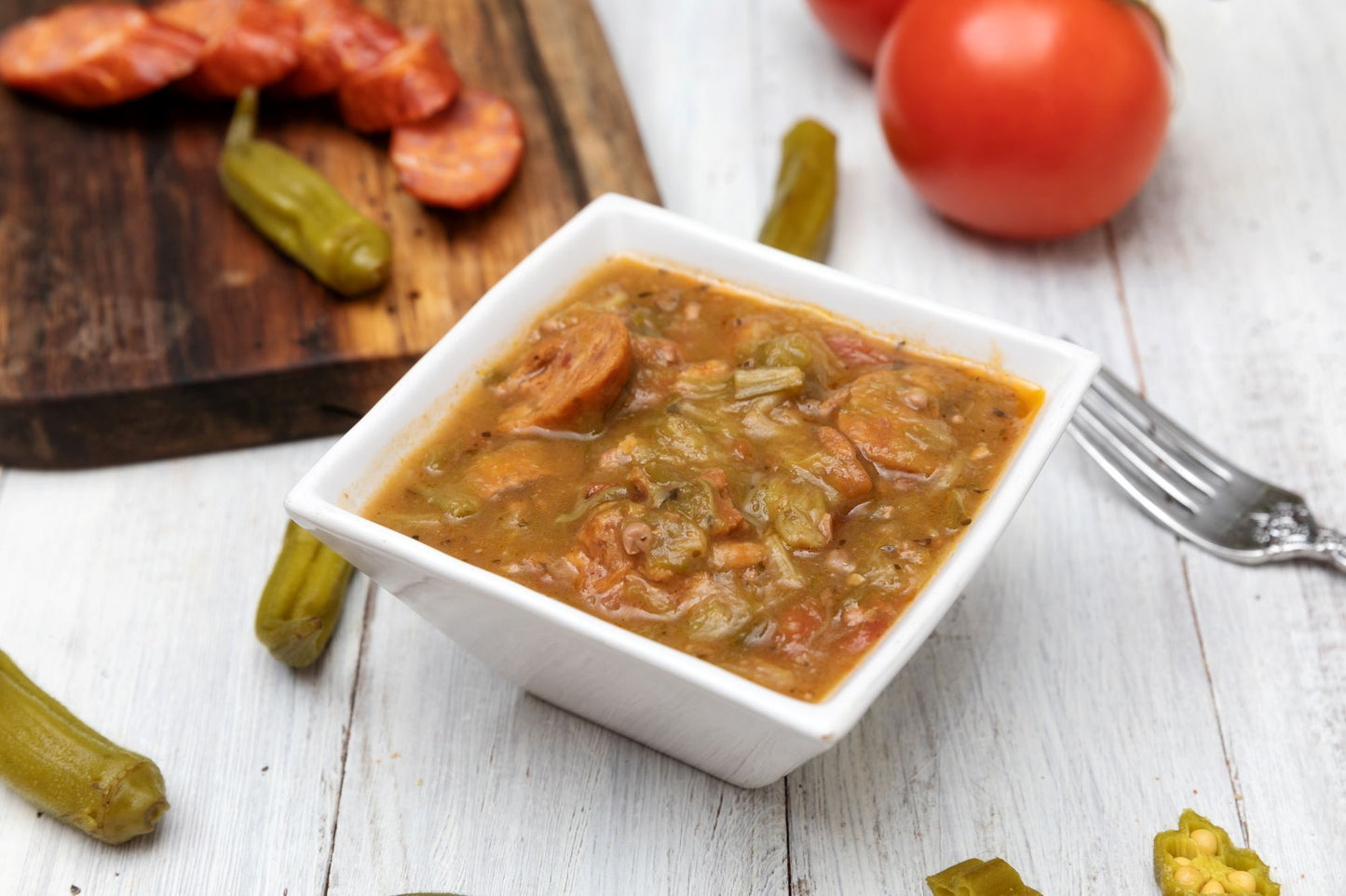 Smothered Okra, Shrimp, & Sausage